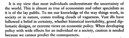 Source: Kenneth J. Arrow, "I Know a Hawk from a Handsaw," in Eminent Economists: Their Life Philosophies, ed. Michael Szenberg, Cambridge: Cambridge University Press, 1992.
